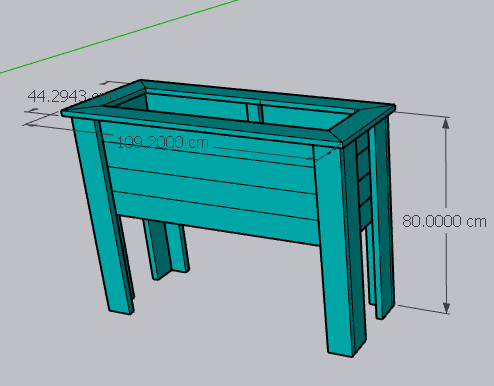 Diseño en SketchUp de la huertera con medidas